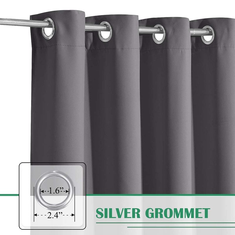 StangH Outdoor Curtains for Patio Waterproof Outdoor Patio Curtains, Grommet Top Blackout Thermal Insulated Outdoor Drapes for Deck/Gazebo, Grey, 1 Panel, Wide 52 x Long 84 inches - Image 3